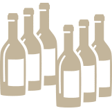 A logo with six bottles of wine