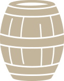 A logo of a barrel of wine